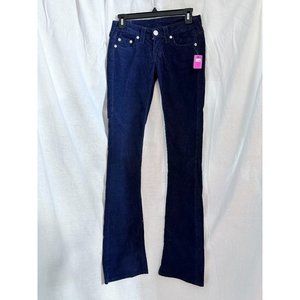 True Religion Billy Corduroy Pants  Dark Blue Straight Leg  Made USA Sz 25 #1134